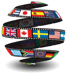 Globe made of international flags